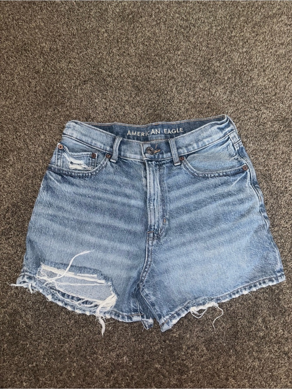 American Eagle Outfitters Light Wash Distressed Denim Shorts